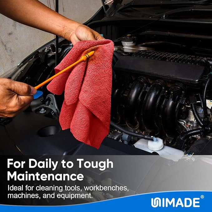 Microfiber Cleaning Cloth, 20 Pack Reusable Microfiber Towels for Cars Lint Free Cleaning Shop Towel Rags for Home Kitchen Automotive Bar Mechanic Restaurant Garage, 11.5"x 11.5", Red