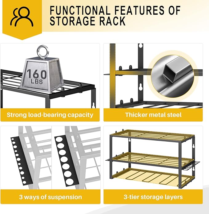 Spacecare Power Tool Organizer- Power Drill Tool Holder- Heavy Duty Tool Shelf & 2 Pack 3 Layers Tool Rack Cordless Drill Holder- Floating Tool Shelf Wall Mounted Tool Storage Rack for 8 Drill Holders