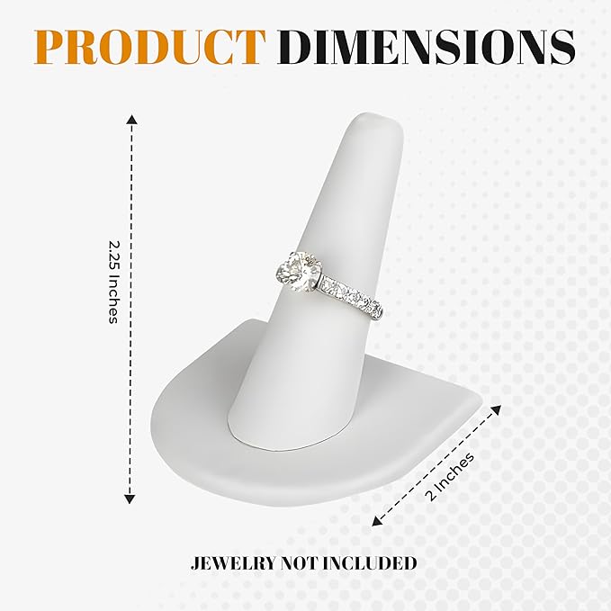 Novel Box 2 Pack White Leatherette Jewelry Ring Finger Display Stand 2x2x2.25 Inches with Square Base - Ring Holder Organizer Stand for Selling or Personal Use - Display Stands for Rings