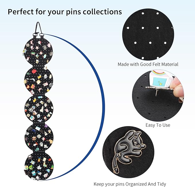 Hanging Enamel Lapel Pin Display Panels Organizer With 5 Loose-leaf Board Pieces, Brooch Pin Enamel Pin Display Pages, Badge Collection Display Holder Holds At Least 120 Pins.(Pins Not Included)