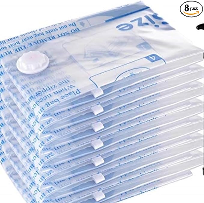MEIQIHOME Vacuum Storage Bags, Space Saver Sealer Bags,Vacuum seal bags for clothing, Pillows, Comforters, Blankets, Bedding,8 LARGE