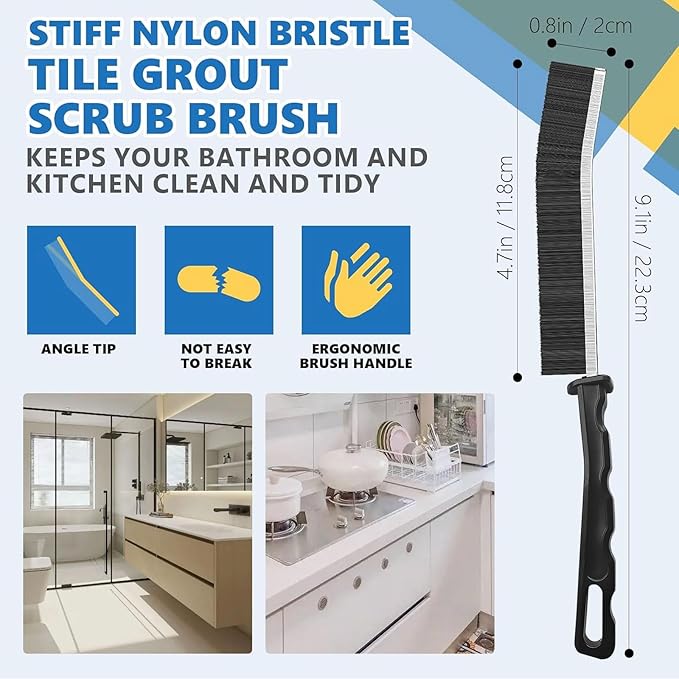 Hard Bristle Crevice Cleaning Brush-Thin Gap Cleaning Brush, Small Cleaning Brush, Grout Brush, Kitchen Brush, Cleaning Tools for Toilet, Bathroom, Home, Bathtub, Sink, Household, Window