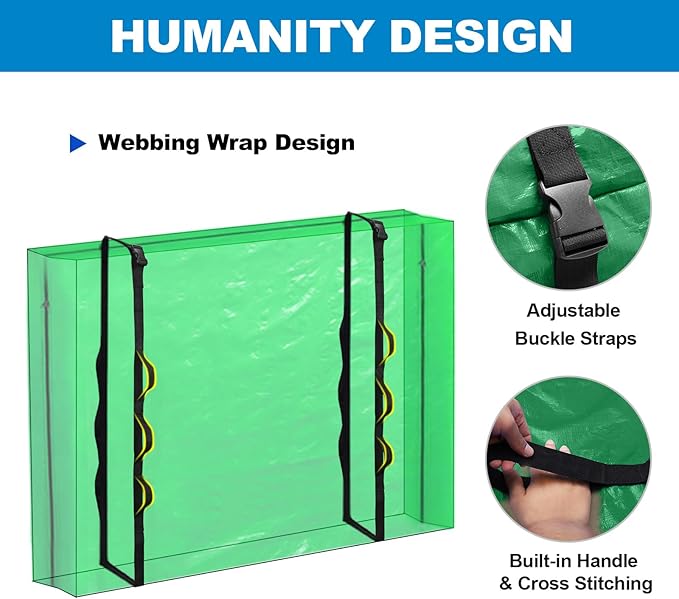 TICONN Mattress Bags for Moving, Heavy Duty King Mattress Cover Storage Bag with Full-Around Handle and Adjustable Buckles (Green, King)
