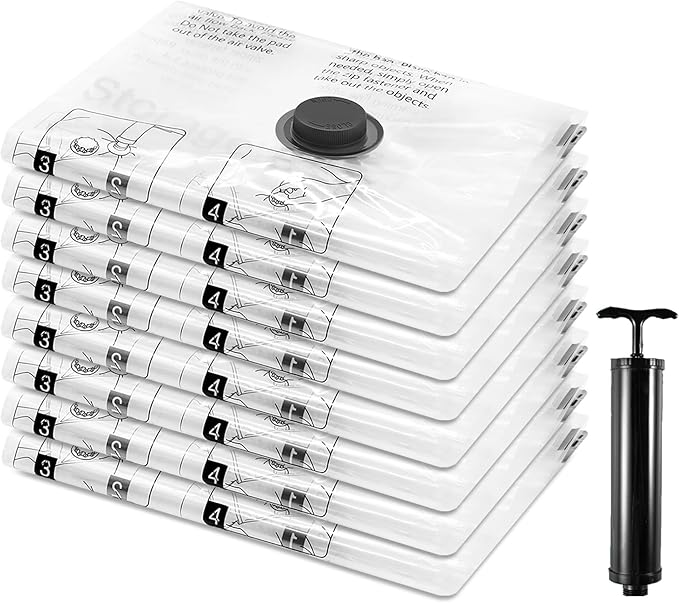 8 Jumbo Vacuum Storage Bags, Compression Packing Seal Space Saver Cubes for Clothing Bedding Comforters Blankets Pillows