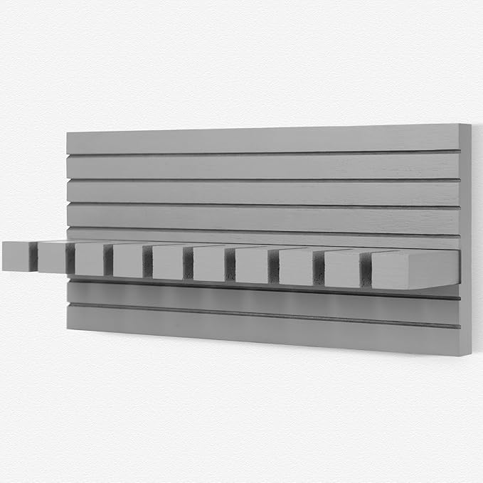 Belt Organizer for Closet, Belt Hanger Wall Mounts to Hold 9 Belts without Slipping, Space Saving Belt Rack for Closet Organization includes Mounting Hardware (11.8” x 5.5” x 2.5”) (Gray)