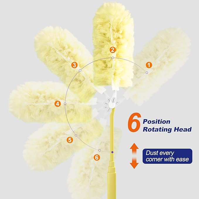 JOYMOOP Scented Telescopic Duster kit, 3FT Extendable Handle (Yellow) + 4 Yellow Refill Heads – Easy Cleaning for Ceilings, Ceiling Fans, Blinds, Vents & Shelves