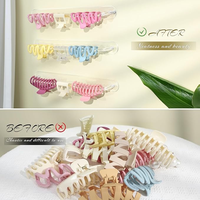 SNOWSTAR Acrylic Claw Clip Organizer, 3PCS Wall Holder and Storage, Hair Clip Display Clear Stand for Women and Girls