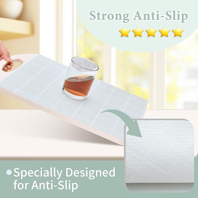 Drawer and Shelf Liner for Kitchen Cabinet: 12 in X 30 Ft Non Slip Waterproof Shelf Paper Non Adhesive Refrigerator Liners Light Gray Grid Easy Liners for Bathroom