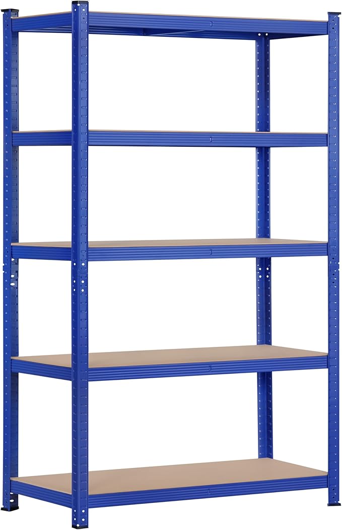 Topeakmart 5-Tier Utility Shelves, Metal Storage Shelves Unit Adjustable Garage Storage Shelves Racks Heavy Duty Shed Shelving- Blue, 35.5 x 16 x 71 Inch