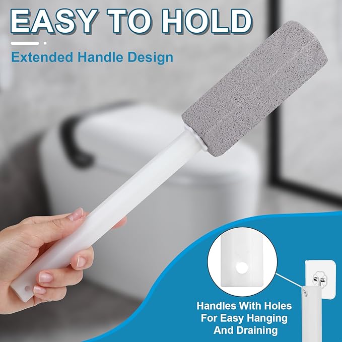 12 Packs Pumice Cleaning Stone with Extra Long Handle, Pumice Stone for Toilet Bowl Clean for Cleaning Toilets, Bathtubs, Grills, Swimming Pools, Sinks