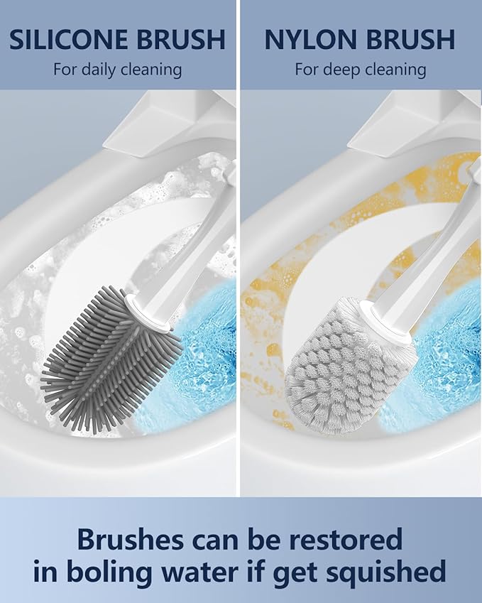 Leebein Electric Toilet Brush and Holder Set, Electric Toilet Bowl Scrubber Kit with 8 Replaceable Brush Heads, Disposable Toilet Brush with 6 Wand Cleaner Refills, 2 Pcs Crevice Cleaning Brush