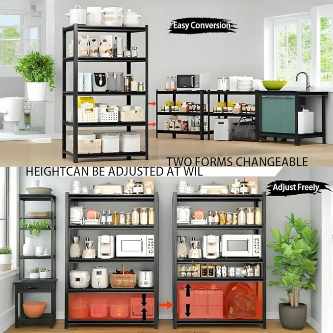Industrial Storage Rack,Heavy-Duty Steel Shelving Unit,6-Tier Multi-Purpose Garage Organization System Black 83" H x 54.5" W x 22.8" D
