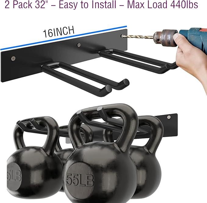 Godboat Garage Storage, Garden Tool Organizer, 4 Hooks Yard Organization, Garage Shelving Wall Mount, Heavy-Duty Garage Organizer, Cool Gadgets & Gifts for Dad, Men, Fathers Day, Max Load 320 Lbs