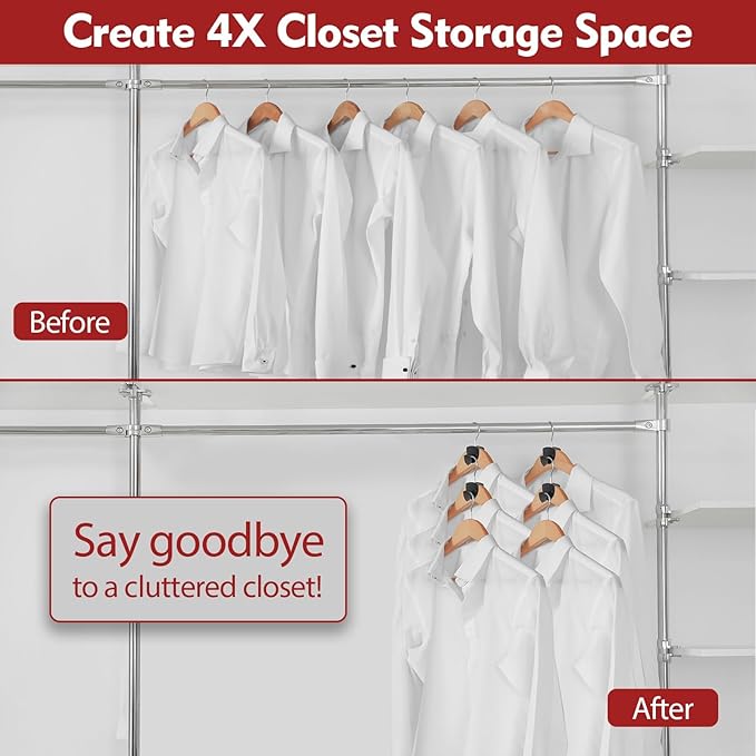 Space Saving Hanger Hooks 70Pcs, Upgrade Heavy Duty Space Saver Hangers Connector Hooks for Clothes, Premium Hanging Closet Organizer for Dorm, Ganchos para Colgar Ropa, Black