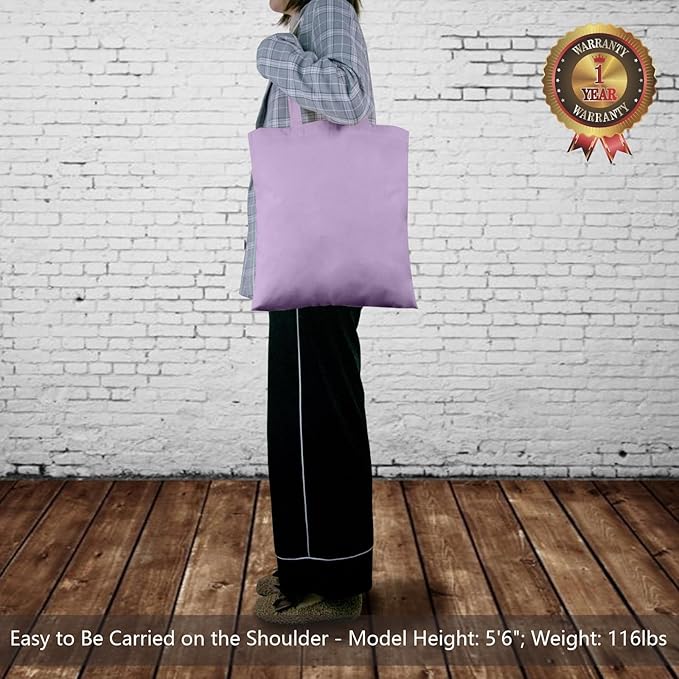 TOPDesign 12-Pack Economical 16"x15" Lavender Cotton Tote Bags, Lightweight Medium Reusable Grocery Shopping Cloth Bags, Suitable for DIY, Advertising, Promotion, Gift, Activity