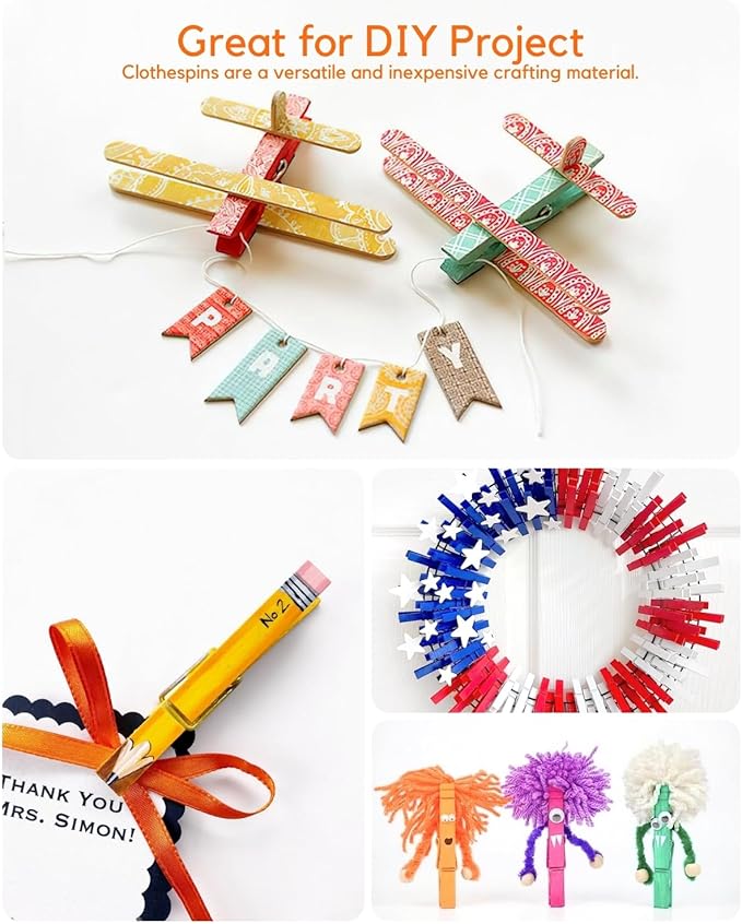Clothes Pins Colored Clothespins Wooden Cheer Pins 50-Pack 2.9 Inch Close Pins 10 Pastel Macaron Colors - Colorful Painted Pegs for Crafts Photo Hanging, Decorative Spirit Clip Classroom Decorations