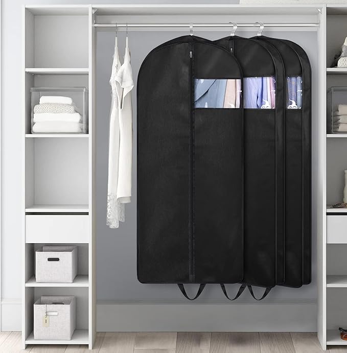KIMBORA 54" Suit Bags for Closet Storage and Travel, Gusseted Hanging Garment Bags for Men Suit Cover with Handles for Clothes, Coats, Jackets, Shirts（3 Packs）
