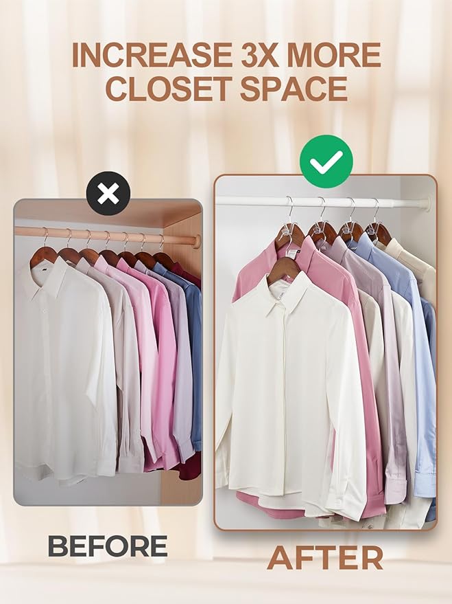 HOUSE DAY Space Saving Hangers 100 Pack, Clear Clothes Hanger Connector Hooks, Heavy Duty Hangers Space Saver, Premium College Dorm Room Essentials, Closet Organizers and Storage