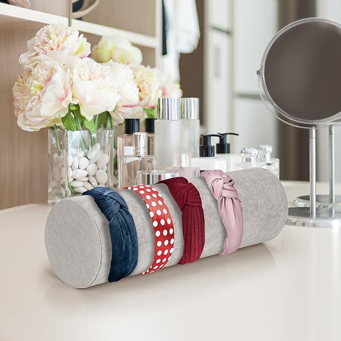 2 Pcs Vertical Headband Holder Organizer Soft Velvet Hairband Dislay Stand Head Band Holders for Girls, Gray