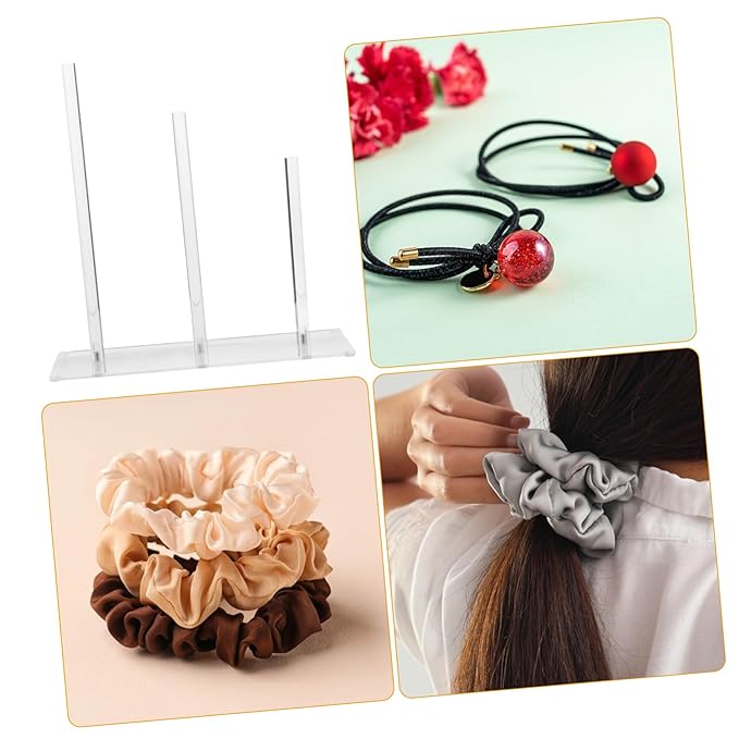 Baluue 3-Tier Acrylic Hair Accessories Organizer Stand Scrunchie Holder Display Rack for Women and Teen Girls Hair Ties Makeup Brushes and Accessories Storage