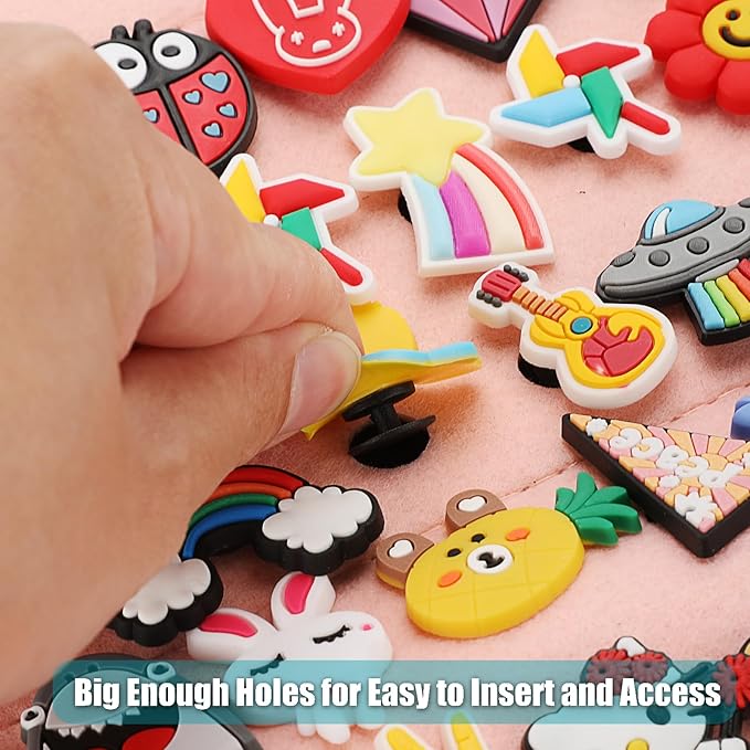 JUXYES Shoe Charms Organizer Wall Hanging Charm Collection Holder with 216 Holes, Portable Decorative Croc Shoe Charms Display Hanging Decoration Croc Charm Collection Storage Organizer