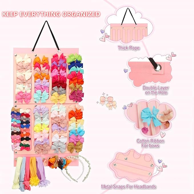 Hanging Claw Clip Organizer for Women Large Capacity Hair Bows Holder Hair Accessories Storage for Sunglasses, Hair Clips, Jewelry, Headbands, Claw Clips Organizer