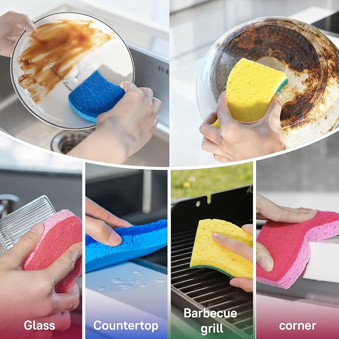 9 Pack 3-in-1 Scrub Sponge Variety Pack, Zero Scratch + Delicate Clean + Heavy Duty Sponges, Multi-Surface Safe Cleaning Tools for Kitchen, Bathroom & Household Use
