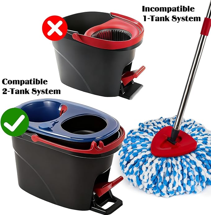 Spin Mop Replacement Set for O-Ceda RinseClean 2-Tank System, 16 Microfiber Spin Mops Refills,1 Scrubber Head,1 Triangle Spin Base,and(31-63in) Adjustable Handle Set Combo