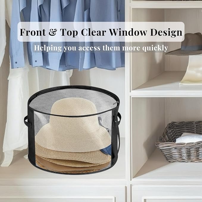 Oversized Clear Hat Box Storage for 7 Caps, Portable Cowboy Hat Box with Zipper for Women Men Travel, Hats Case Hats Organizers