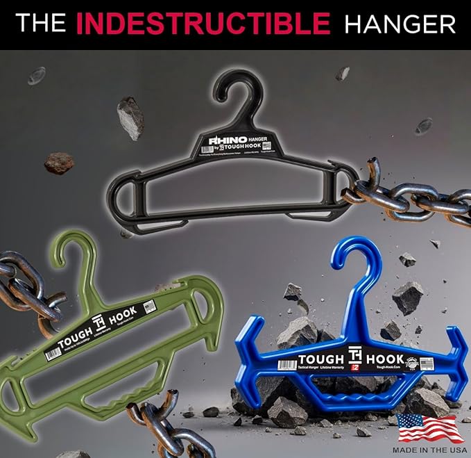 Tough Hook Original Heavy Duty Hangers – The Superhero of Hangers | American Made,Anti-Slip Premium Tactical Hanger for Police Gear, Scuba Gear & Dive BCD – DuraResin 200-lb Cap Wetsuit Hanger 1 Tan