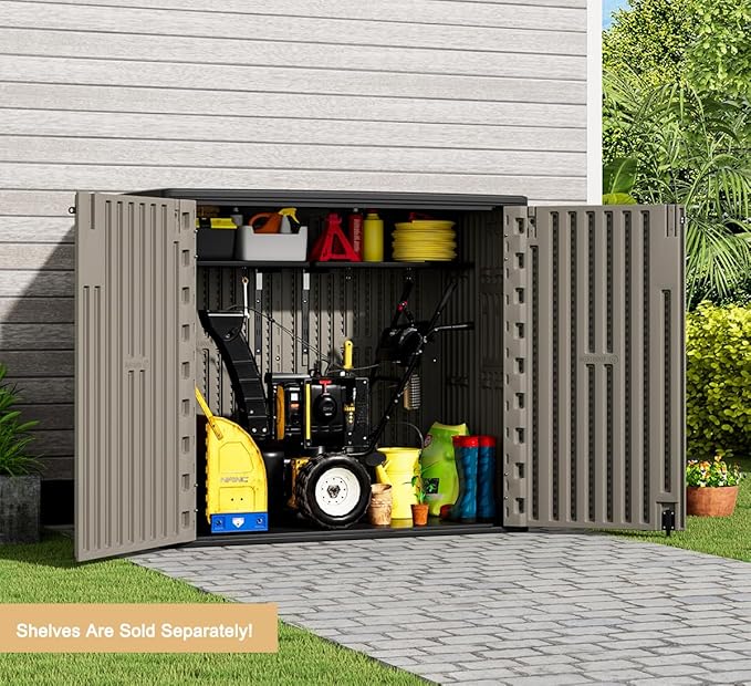 KINYING Plastic Shelving for 37 Cu.ft Horizontal Shed and 57 Cu.ft Vertical Shed, 25.5 in * 13 Per Piece,2 Pack in One Package, Easy Assembly