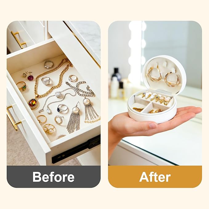 SIBAO 8 Pcs Leather Travel Jewelry Case,Small Portable Jewelry Organizer Box with handle, Gift for Necklace,Bracelet,Earrings,Earrings
