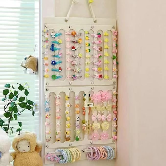 Hanging Claw Clip Organizer for Women Large Capacity Hair Bows Holder Hair Accessories Storage for Sunglasses, Hair Clips, Jewelry, Headbands, Claw Clips Organizer