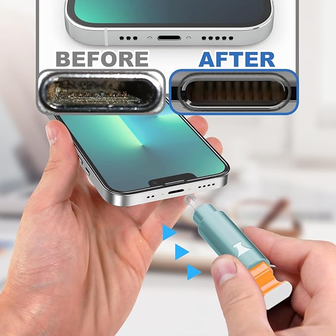 Ordilend for iPhone Cleaning Kit for Charging Port Cleaner, Multi-Tool iPhone Cleaner Repair Lightning Cable, Cell Phone Cleaning Kit for iPad, Connector, Speaker, Airpod with Storage Case, Mint