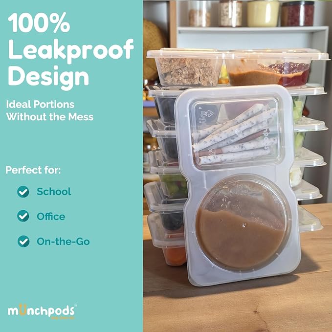 Reusable Snack Containers with Lids 10Pcs, Portion control containers, Snack Pack Containers,2 Double Compartment Snack Containers for Kids On the Go Meals, Camping Condiment Snack Tray Prep