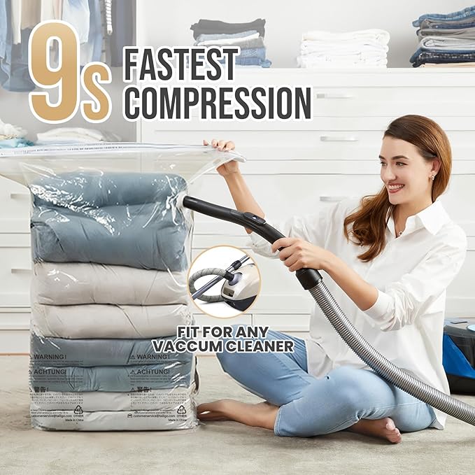 TAILI 12 Pack Vacuum Storage Bags, Jumbo Cube Space Saver (31x40x15 Inch), XL Large Vacuum Seale Bags for Comforters Blankets Bedding, Clothing, Clear