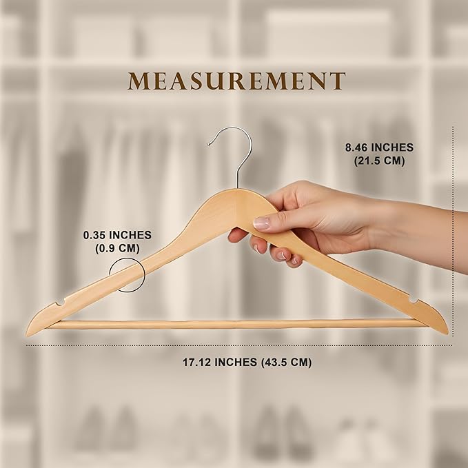 Utopia Home Premium Wooden Hangers 80 Pack - Durable & Slim Coat Hanger - Suit Hanger with 360-Degree Rotatable Hook - Wood Hangers with Shoulder Grooves (Natural Color)