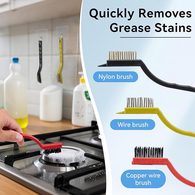 13PCS Crevice Cleaning Brush Set,Multifunctional Cleaning Brush Tools,Hard Bristle Crevice Cleaning Supplies for Kitchen, Bathroom, Cup,Window
