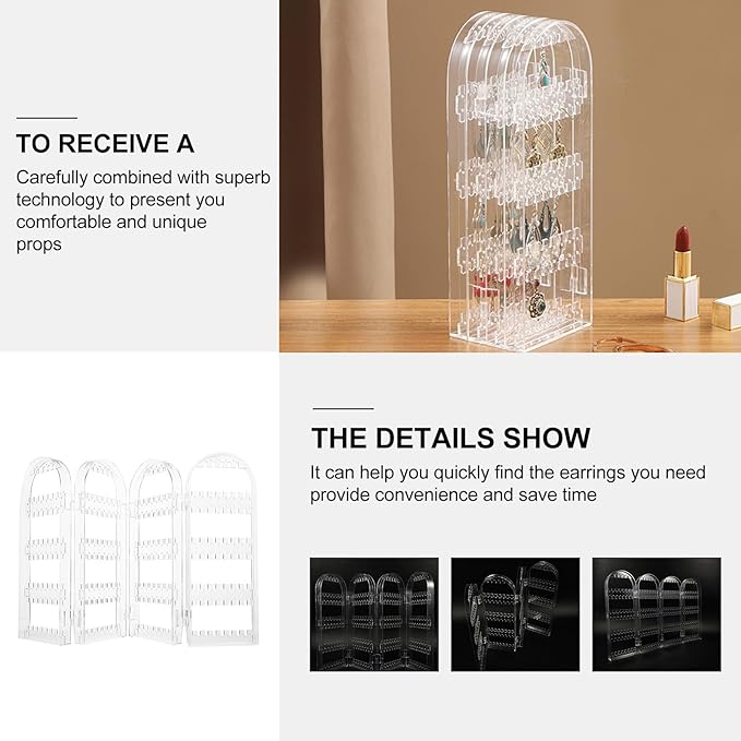 CHILDWEET Acrylic Earring Necklace Display Rack Jewelry Organizer Multi-layer Rotating Jewelry Holder for Home Desktop Storage and Hanging Accessory Organizer
