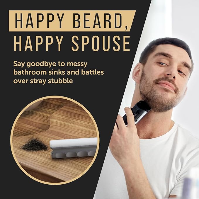 Maplefield Beard Bar Cleaning Tool - Wooden Handle & Soft Sponge Hair Cleaning Sponge - Effortless Countertop Tidying & Hair Collector for Sink - Razor Rinser & Sink Rinse Tool for Shaving - Pack of 1