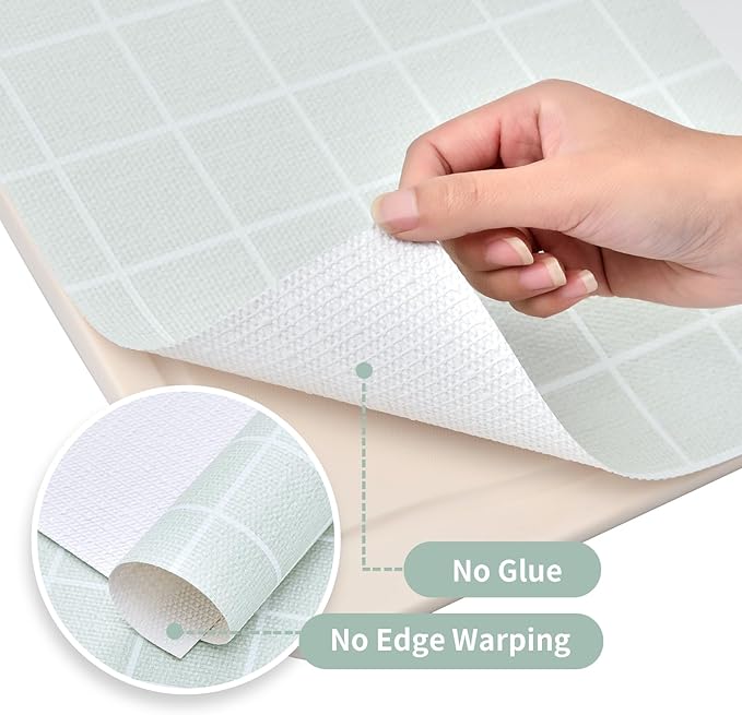 Drawer and Shelf Liner for Kitchen Cabinet: 17 in X 30 Ft Non Slip Waterproof Shelf Paper Non Adhesive Refrigerator Liners Light Gray Grid Easy Liners for Bathroom