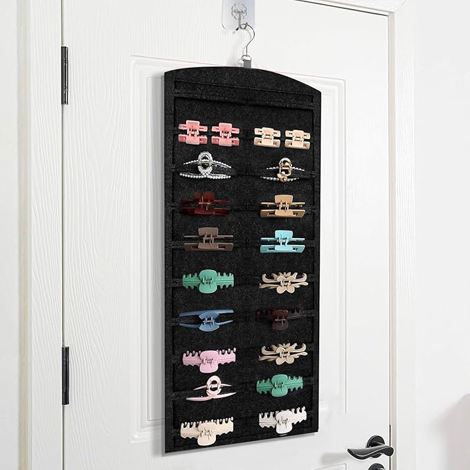 OAOLEER Claw Clip Organizer, Double-Sided Hair Clip Organizer Storage For Girls Women, Hanging Claw Clip Holder Hair Clip Display for Closet, Wall, Door Room Jewelry Shop (Black)