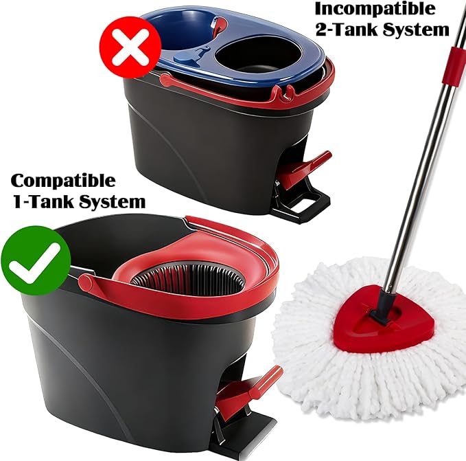 Spin Mop Replacement Set for O-Ceda EasyWring 1-Tank System, 16 Microfiber Spin Mops Refills,1 Scrubber Head,1 Triangle Spin Base,and(31-63in) Adjustable Handle Set Combo