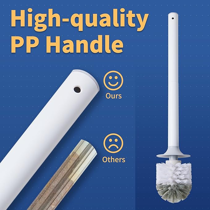 BOOMJOY Toilet Bowl Brush and Holder, 2 Pack Toilet Brush and Holder Set with Dense Bristles for Bathroom Deep Cleaning, Household Cleaning Accessories, Easy to Assemble, Clear