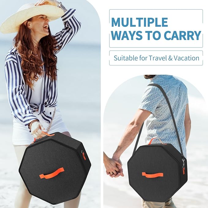 Hat Storage Box for Women & Men, Hardboard Support Hat Boxes with 1 Door Hook Hat Organizer, Cowboy Hat Box for Travel, Hat Bag Hat Case (Black)