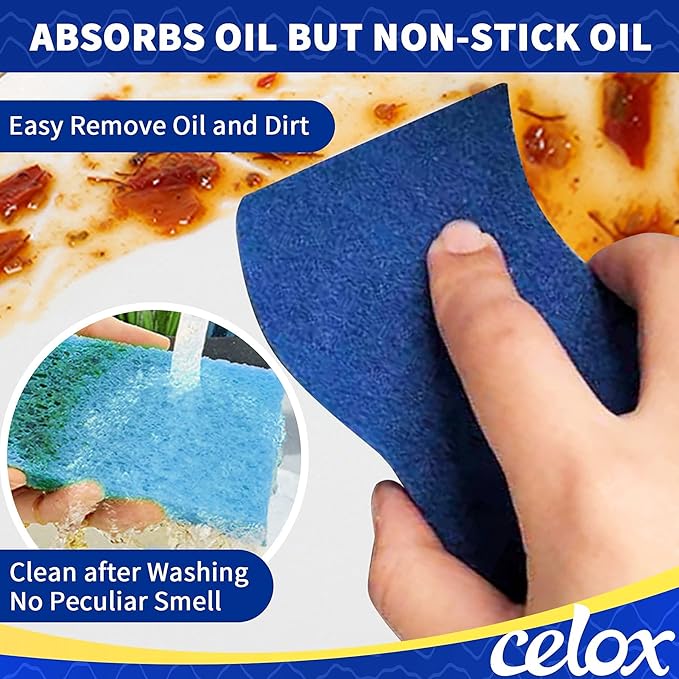 CELOX 12 Sponge Kitchen, Non-Scratch Dish Sponge, Blue
