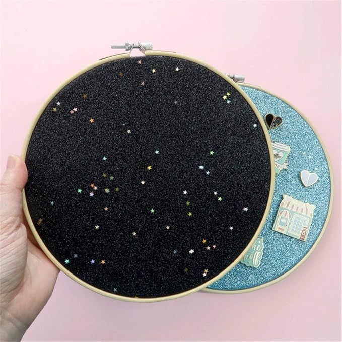 REOVE Pin Collection Display Stand, Blue, Pin Display Board, Wall Mount, Glittering Stars, Jewelry Storage for Enamel Pins, Patches, Buttons, Holds Brooch, Earrings, Necklace, Rings