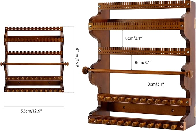 Wall Jewelry Organizer 6-Tier Bracelet Holder Jewelry Organizer Wall-Mounted Wooden Hanging Jewelry holder for Necklace Holder, Ring Display, & Earring Storage for Home or Gift