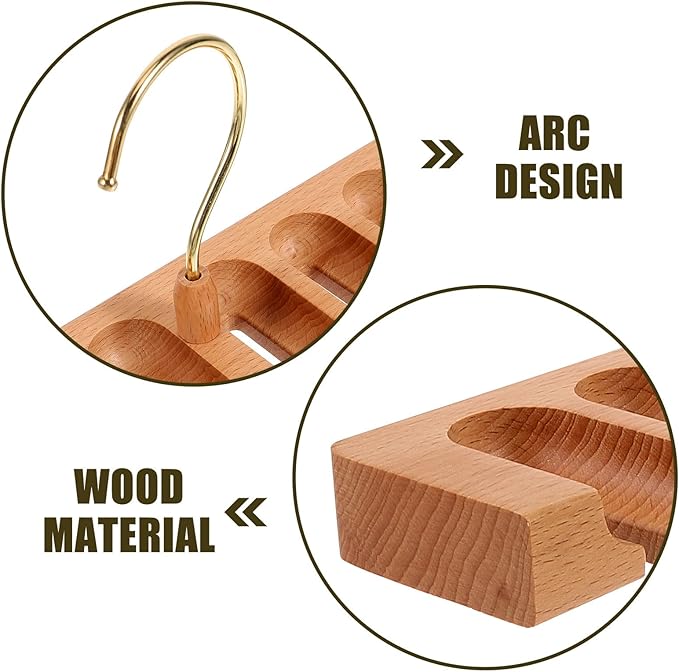Angoily Beech Wood Strap Rack Hanger Organizer for Men’s Closet with Hooks Belt Holder Rack Home Closet Accessory Organizer
