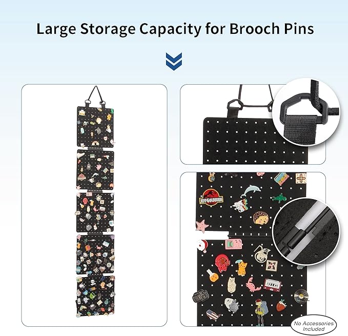 Hanging Enamel Lapel Pin Display Panels Organizer With 5 Loose-leaf Board Pieces, Brooch Pin Enamel Pin Display Pages, Badge Collection Display Holder Holds At Least 120 Pins.(Pins Not Included) (black, square)